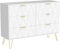 GOOBUY Kommode mit Schubladen, Aufbewahrungsschrank mit 6 Schubladen, TV Schrank, Sideboard, Beistellschrank, Schubladenschrank für für Wohnzimmer, Schlafzimmer, Flur 100 x 34 x 73 cm,weiß