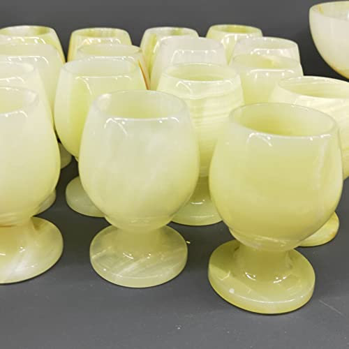 IDUTQUMW Kristallstein, natürliche gelbe Jade, geschnitzte Weinbecher, Achat, Hochzeit, Toasten, Getränk, Edelsteinbecher, Party, Hochzeit, Ornamente, Geschenk (Color : Yellow, Size : 4pcs)