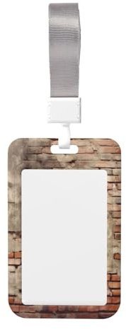 NBHDWF Porta badge verticale con bobina retrattile stampata a muro di mattoni antico consumato