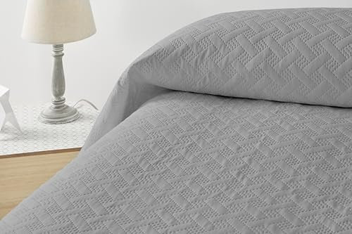 Degrees home Liso – Colcha Boutí Fina Cama 150 (250x260 cm) – Microfibra Extra Suave – Cubre Cama Multiusos para Todas Las Estaciones – Gris