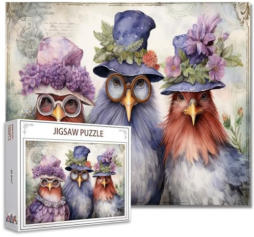 Tucocoo Hahn-Familien-Puzzles für Erwachsene, 1000 Teile, Elegante Hühner, lustiges Tierkunst-Puzzle, Bunte DIY-Puzzles für Heimdekoration, Geschenke, Familienpuzzle, perfekt für Spieleabende