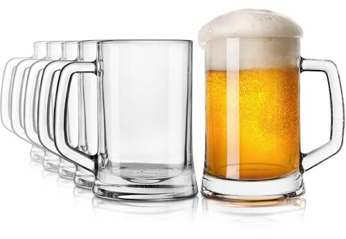 KONZEPT Bierkrug 0,5 liter, 6er Set Biergläser mit Henkel, Perfekt für Zuhause, Restaurants und Biergärten, spülmaschinenfest