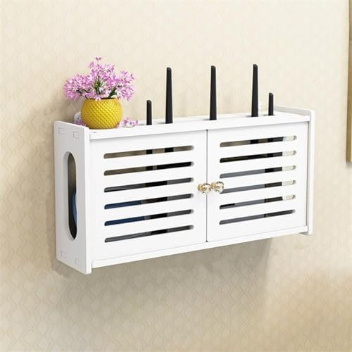 VERIMP TV Set-top Box Rack Wall-mounted WiFi Router Storage Box Router Shelf Wall Mount Cable Management Box Wireless Router Rack Living Room WiFi Storage Box