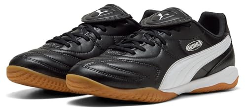 PUMA Unisex King LIGA IT Soccer Shoe, Black White Silver, 6 UK