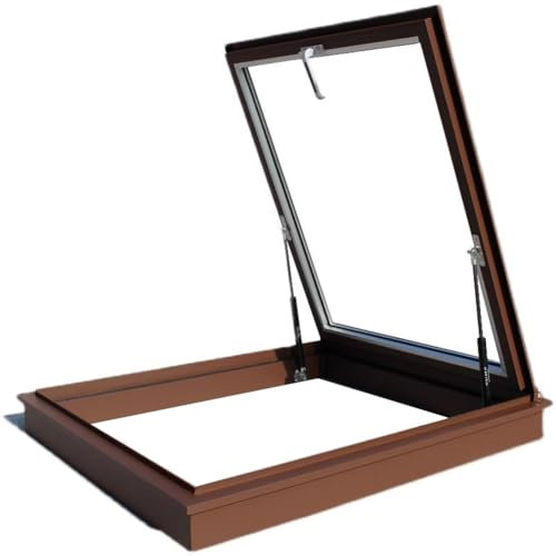 XILYZMO Lucernario Finestra Ventilazione, Attico Egresso Finestra Botola Accesso, Alluminio Tetto Inclinato Botola, Multi-Angolo Lucernario Seminterrato Porta Illuminazione(80x55cm)