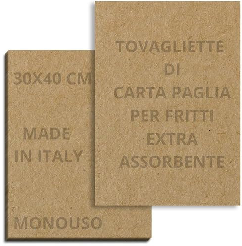 500 Fogli Di Carta Paglia Per Fritti 30x40 cm, Carta Assorbente EXTRA, Monouso, Per Ristorazione, Bar e Feste, Ecologiche, Resistenti, Spesse, E Sicure Per Alimenti, Ideali Per Merenda a Scuola