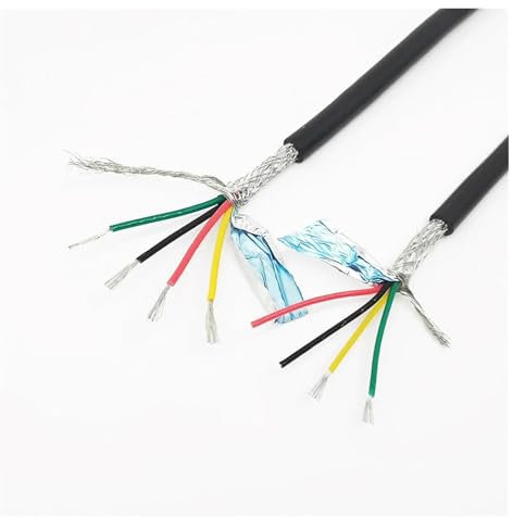 Apparecchiature di comunicazione Cavo schermato RVVP a 4 core 26 24 22 20 18 17 16AWG 1/5/10 metri Segnale di controllo Filo di rame Cavo audio isolato in PVC nero Fili e cavi(10 Meters,4CORES_26 AWG