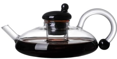 Théière en Verre avec Infuseur et Bouilloire Électrique avec Coussin Chauffant, Poignée et Système de Chauffage