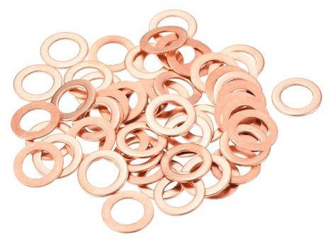QUARKZMAN 52Pz Rondelle Rame, 10x16x1mm Rondelle di Tenuta Piatte Piana Metrica in Rame per Guarnizioni a Compressione per Raccordi Idraulici viti Bullone Dado Guarnizioni Idrauliche