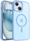 PuyaTeya für iPhone 15 Hülle, mit Magnetisch, Militärschutz Transluzent matt stoßfest Anti-Kratzen/Anti-Fingerprint/Anti-Glatte Handyhülle für iPhone 15 (Far Peak Blue)