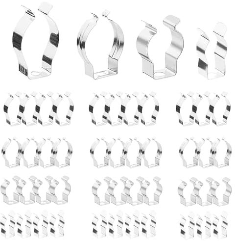 48PCS Spring Clips for Hanging Tools – Assorted Terry Clips – 4 Size Heavy-Duty Tool Clips Wall Mounted Metal – Wall-Mounted Tool Clips for Organising Garages, Sheds & Workshops – Secure Spring Clips