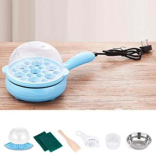 2 in 1 Egg Cooker Electric, Egg Boiler Mini Egg Cooker for Hard Boiled Eggs Multifunction Mini Egg Steamer for Home (Blue)