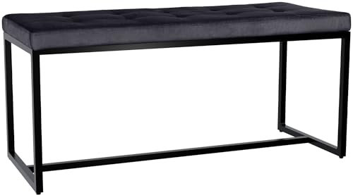 CLP Sitzbank Barci I Moderne Bank | Hochwertige Polsterbank mit schwarz pulverbeschichteten Eisengestell, Farbe:schwarz, Material:Samt