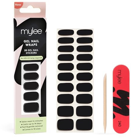 Mylee Gel Nail Wraps [Witching Hour] – 10 Pre-Cured Gel Stickers for Instant Mani – No Lamp Needed, Chip-Resistant, Glossy Finish, Lasts Up to 14 Days – Easy to Apply, Vegan & Cruelty-Free