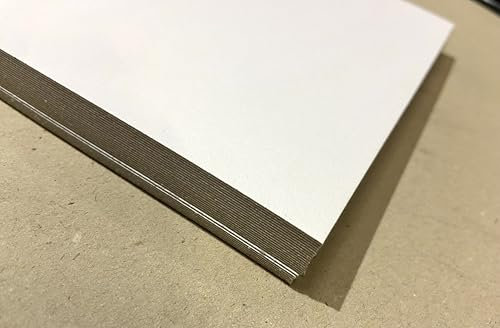 LEIPA Recyclingkraftkarton 25 Blatt A2/A3/A4 Recyclingkraftkarton WEISS Buchbinderpappe 400 g/m² für Bastelarbeiten Pappe Finnpappe Kalendergestaltung Bastelkartons (graue Rückseite) (A2)