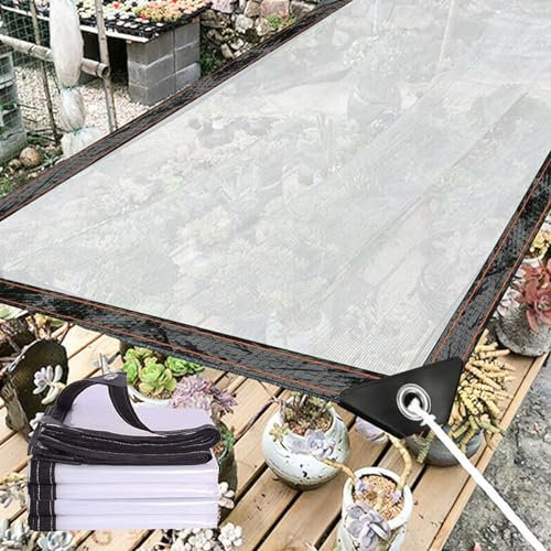 Bâche transparente imperméable et durable avec œillets - Pour meubles de jardin, piscine en bois, piscine et voiture - 10 x 7 m
