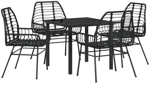 vidaXL Gartenstühle Set aus 2 Schwarz Poly-Rattan Leichte Armlehnstühle Patio Essmöbel Wetterfeste Moderne Gestaltung für Außen Sitzstuhl Bistro Armlehnstuhl Balkon