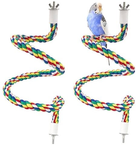 Parrot Perch, 2 Pcs Cotton Rope Bird Perch for Climbing, Safe and Durable Bird Toy, 40cm Length for Parrots and Pet Birds, Ideal for Cage Entertainment and Mental Stimulation