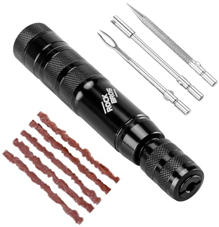 ROCKBROS Tubeless Reifenflickzeug – Kompaktes Reifenpannenset mit Gummistopfen, Aluminiumgehäuse & Ergonomischem Griff, Reifenreparaturwerkzeug für Fahrrad & Motorrad