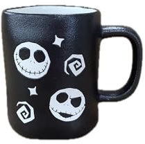 Rae Dunn Jack Skellington Keramik-Kaffeetasse, Mattschwarz – Master of Fright