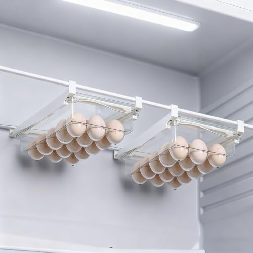 Tutamaz Lot de 2 organisateurs de réfrigérateur et de réfrigérateur - Pratique - Pour le stockage des œufs et les boîtes de rangement (œufs)