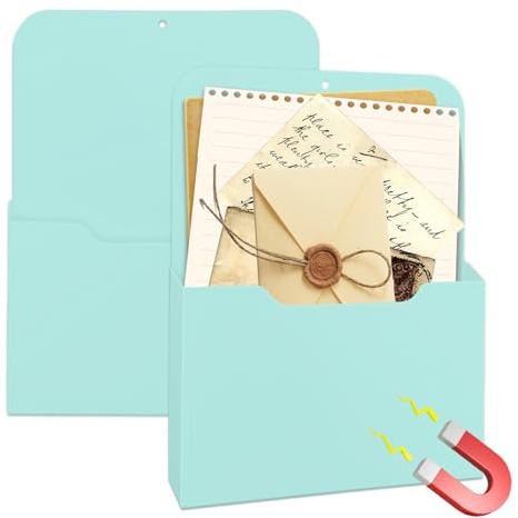 2 Stück Magnetischer Aktenhalter,Magnetisch Prospekthalter Aufbewahrung A4 Papiere Briefhalter,HäNgende Akten Organisator,Wandorganizer Zeitungshalter für Büros,Kühlschränke,Klassenzimmer (Grün)