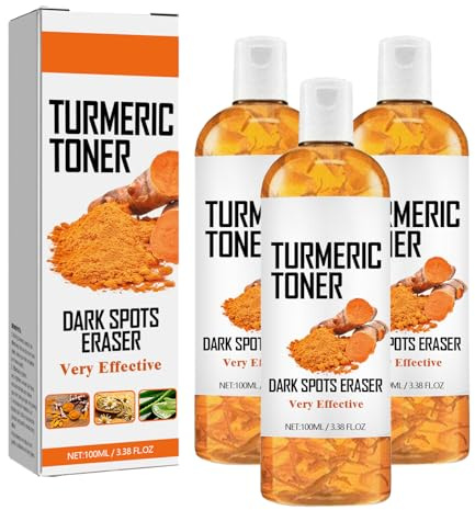 QPJUVC Kurkuma-Toner für Gesicht und Hals, Korrektur dunkler Flecken und Anti-Aging-Gesichtsserum mit Vitamin C, feuchtigkeitsspendende Feuchtigkeitscreme für einen gleichmäßigen Hautton (3)