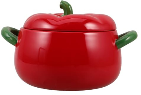 MAGICLULU Tomaten-form Kochtopf Aus Keramik Mit Deckel Für Suppen Und Aufläufe Geeignet Für Herdarten Inklusive Griffen Für Küche