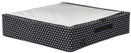 Periea 'Casey' Underbed Storage Boxes with Lids - Foldable, Stackable, and Space-Saving Organiser to Keep Your Space Tidy and Clutter-Free - Black with White Polka Dots - Large