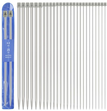 13 Paar 26 Stricknadel Set, 25cm edelstahl metall einspitzige Stricknadeln | Knitting Needles Set, DIY Nähwerkzeuge, Handgefertigte Stricknadeln, Geeignet zum Stricken von Schals, Decken und Pullovern