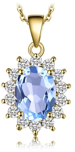 JewelryPalace Prinzessin Diana Kate Middleton Edelstein Amethyst Citrin Granat Peridot Topaz Saphir Rubin Smaragd Ketten Anhänger Silber 925 45CM, Halskette Damen Collier Frauen Schmuck Rosegold Gold