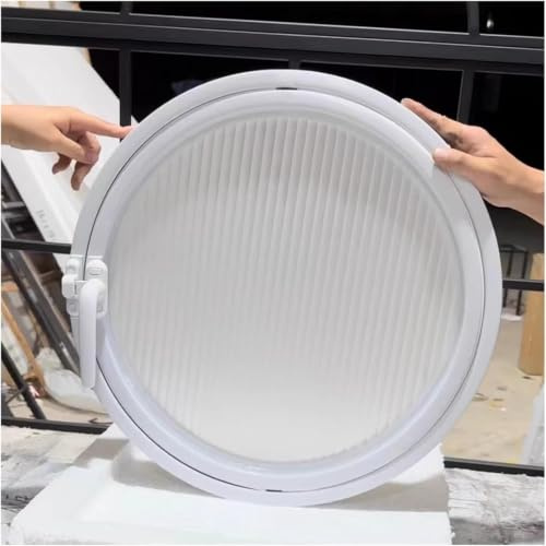 ZHENCHAO Ventanas de ventilación giratorias para cobertizos de jardín, Ojos de Buey esmerilados de Vidrio de Seguridad con Franjas Blancas, para baños, dormitorios y Salas de Estar (100 cm/