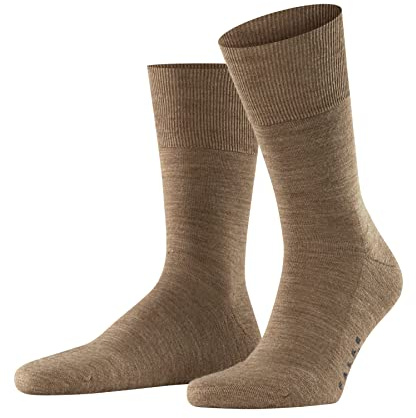 Falke Men's 1 Pair Airport Plus Plain Virgin Wool & Cotton Cushioned Business Socks 9-10 Nutmeg Melange