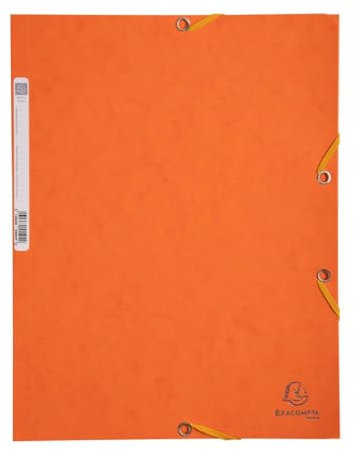 Exacompta 55504E Einschlagmappe. Aus extra starkem Colorspan-Karton mit 3 Innenklappen und 2 Gummizügen DIN A4 orange Sammelmappe Dokumentenmappe für Büro und Schule