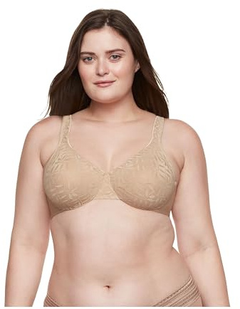 Olga Women's Sheer Leaves Lace Full-Figure Full-Coverage Minimizer Bra Og35519, French Toast, 40DD
