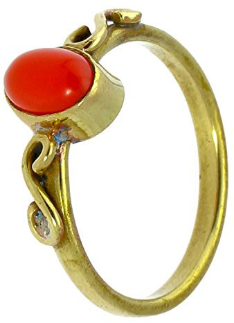 CHICNET Messing Ringe S-Form Spiralen Karneol oval antik golden dünn nickelfrei Tribal Stein Schmuck 54 (17.2)