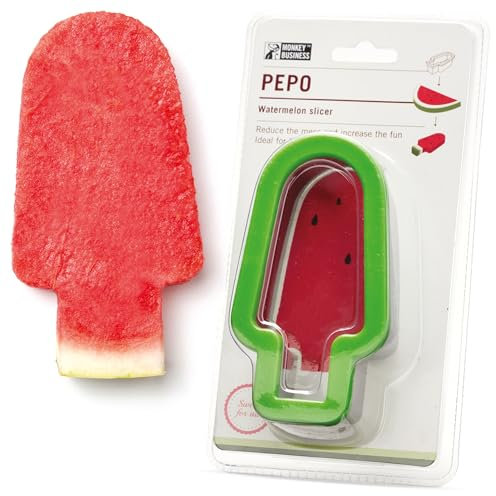 Monkey Business Pepo Watermelon Popsicle Cutter Mold, Stainless Steel Watermelon Slicer, Fun Popsicle Shape Sandwich, and Cookie Cutter for Fruits