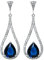 Sterling Silber Tropfenform Loop blau Glas mit klarem Zirkonia Kristall baumeln Ohrring Ohrstecker Post