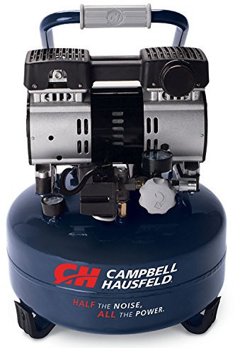 CAMPBELL HAUSFELD Compresor de aire de 6 galones, compresor de aire silencioso, 68 dB, portátil, 120 voltios, funcionamiento eficiente y de bajo ruido, ideal para uso doméstico y taller, diseño