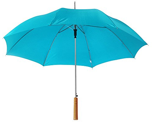 eBuyGB Pack of 6 Automatic Wedding Photographer Parasol Folding Umbrella, Long Umbrella with Stick Handle Rain Stick Umbrella, Umbrella, Colourful - Light Blue 37 Inch / 94cm Span 84cm Length