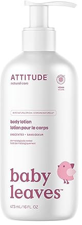 ATTITUDE Baby Lotion, Fragrance-Free Gentle Daily Hydration, Helps Keep Skin Soft & Smooth, EWG Verified, Dermatologically Tested, Vegan, Unscented, 16 Fl Oz