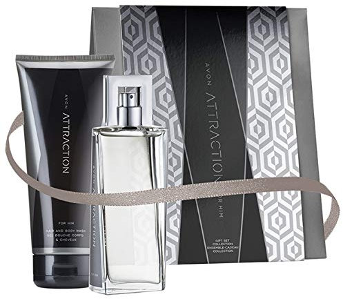 Avon Attraction für Ihn Duftset Eau de Toilette Spray/Shampoo-Duschgel in attraktiver GESCHENKBOX