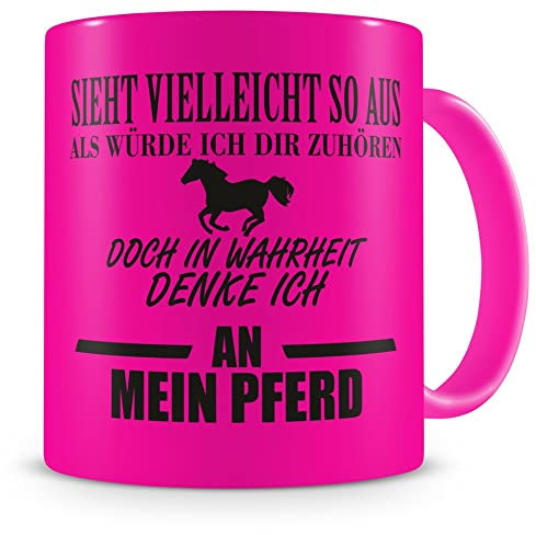 Samunshi® Tasse Pferd mit Spruch Pferde Mädchen Geschenk Kaffeetasse Tassen Geburtstag Kaffeebecher neon pink