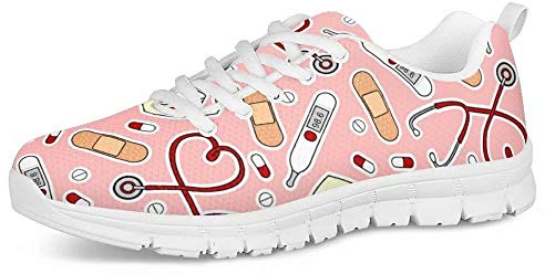 POLERO Nurse Shoes Krankenschwester Pattern Schuhe Damen Herren Sneaker Sportschuhe Leichte Laufschuhe Running Gym Schuhe Schnürer Freizeitschuhe 36-45 EU