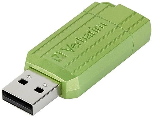 Verbatim PinStripe USB-Stick 64GB, USB 2.0, USB Speicherstick, für Laptop Notebook Ultrabook TV Autoradio, USB 2.0 Stick, Datenstick mit Schiebemechanismus, Eucalyptus Green