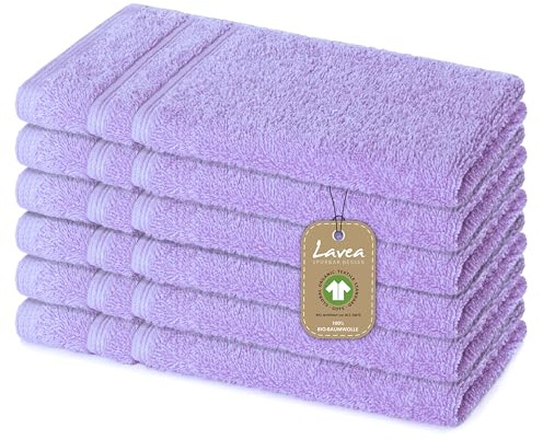 Lavea® 6er Set Gästehandtücher 30x50 cm – Flieder