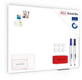 ALLboards Magnetisches Whiteboard 160x120cm Magnettafel mit Aluminiumrahmen und Stifteablage, Weiß Magnetisch Tafel, Trocken Abwischbar, Wiederbeschreibbar Weißtafel