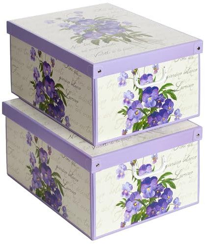 2er-Set Aufbewahrungsbox mit Dufteckel Veilchen für Kleidung und Wäsche, Gross Karton Kleiderschrankboxen, saisonaler Wechsel, Geschenkboxen 50x39x24 cm