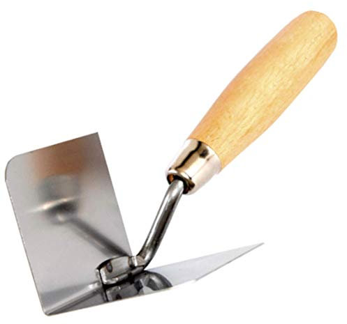 Toolty Stainless Steel Lining, Plastering Trowel - Internal Corner Trowel - 80x60mm - Wooden Handle - for Brickwork and Plastering - DIY - TLTY-0800