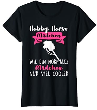 Lustige Steckenpferde & Hobbyhorse Sprüche T-Shirt Mädchen Hobby Horse Hobby Horsing Geschenk Schwarz S V-Ausschnitt Halbarm Klassisch Pull-On 100% Baumwolle